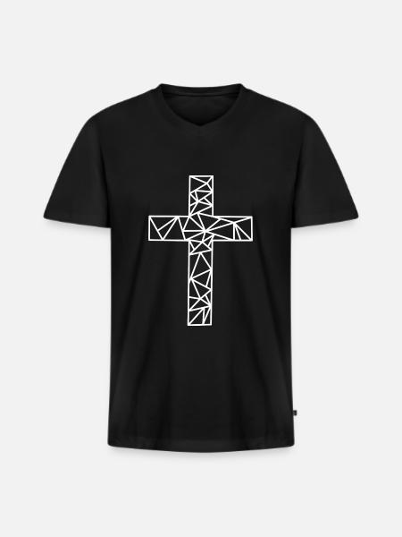 Cross Geometric Lines - Men's Premium Organic T-shirt with V-neck - black