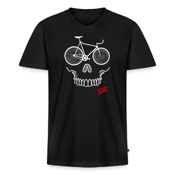 skull cyclist dark - Männer Premium Bio T-Shirt mit V-Ausschnitt - Schwarz - Vorne - Nico (187cm)