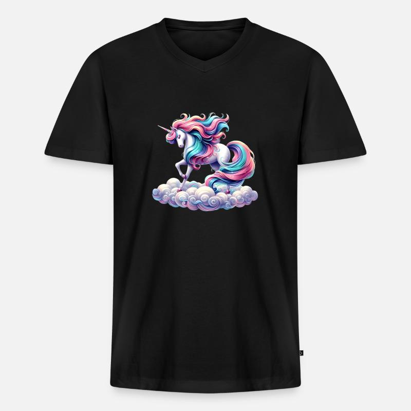 Mythisches Einhorn - Männer Premium Bio T-Shirt mit V-Ausschnitt - Schwarz