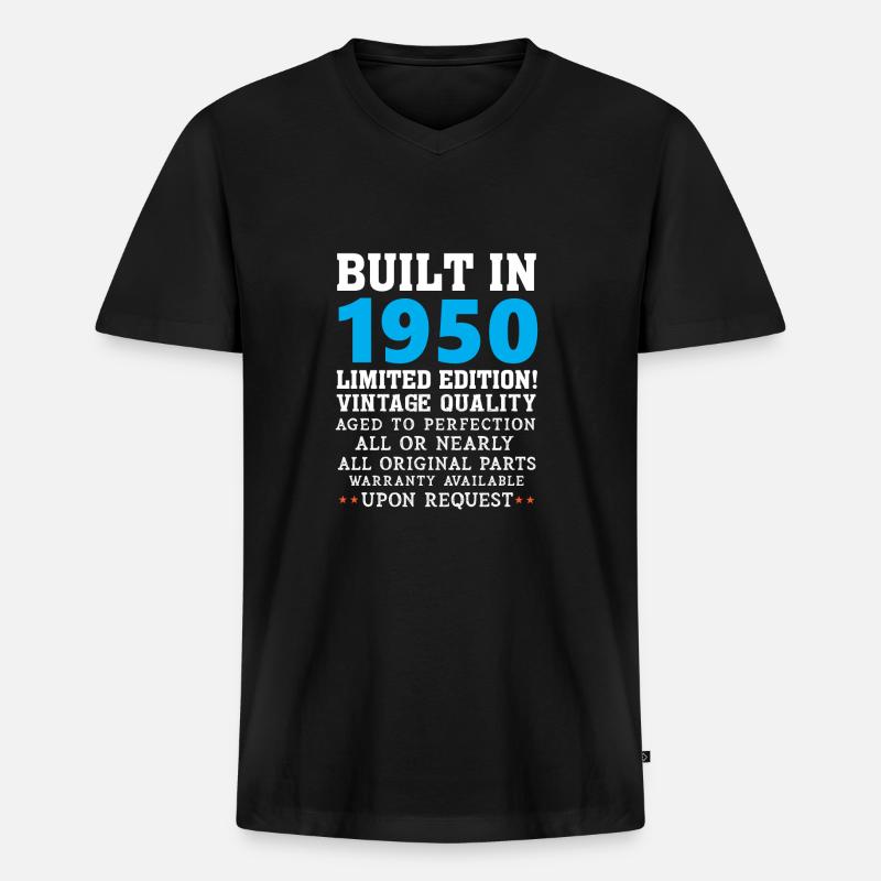 Built in 1950 - Männer Premium Bio T-Shirt mit V-Ausschnitt - Schwarz