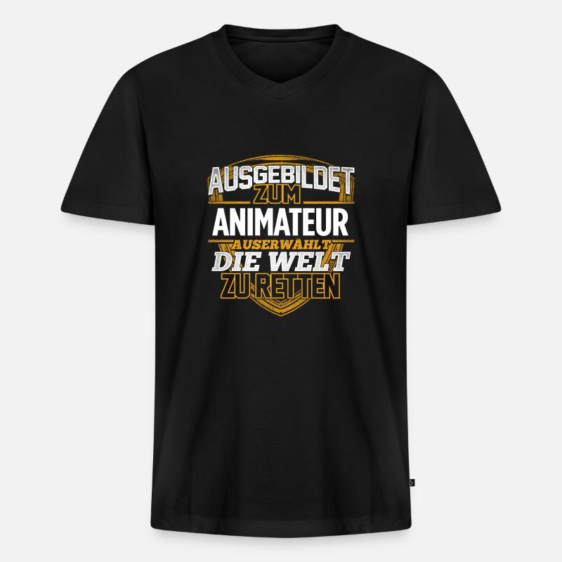 ANIMATEUR - Der Auserwählte - Männer Premium Bio T-Shirt mit V-Ausschnitt - Schwarz