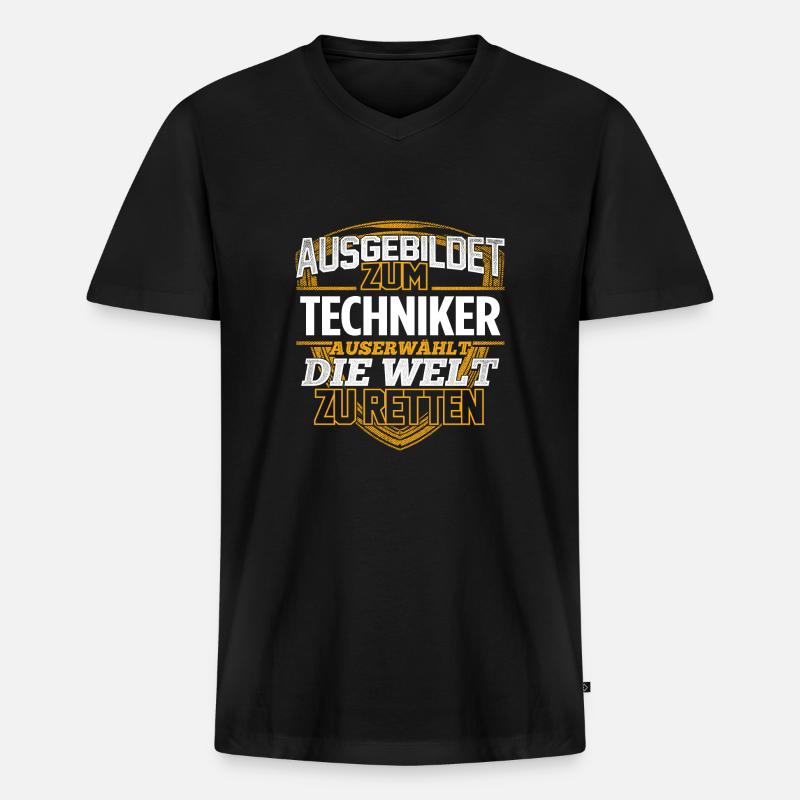 TECHNIKER - Der Auserwählte - Männer Premium Bio T-Shirt mit V-Ausschnitt - Schwarz