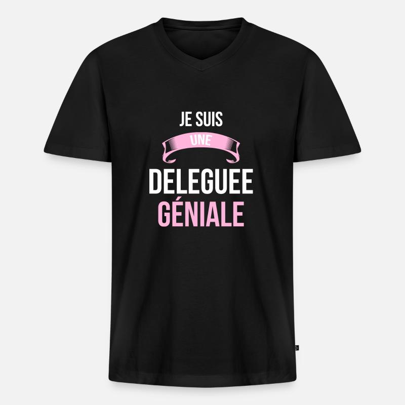 je suis une Deleguee - T-shirt encolure en V Premium bio Homme - noir