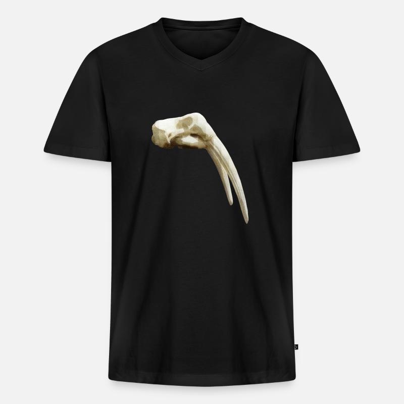 Schädel eines Walross - Männer Premium Bio T-Shirt mit V-Ausschnitt - Schwarz