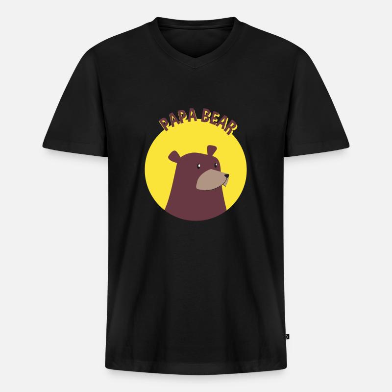 Papa Bear - Männer Premium Bio T-Shirt mit V-Ausschnitt - Schwarz