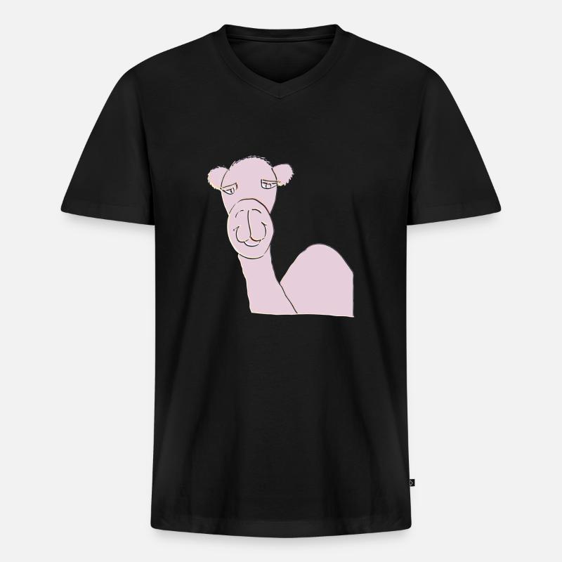 kamel rosa - Männer Premium Bio T-Shirt mit V-Ausschnitt - Schwarz
