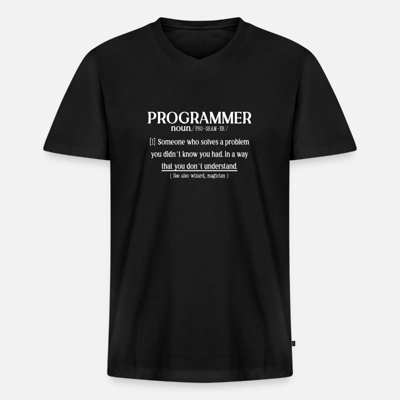 Programmer Definition - Männer Premium Bio T-Shirt mit V-Ausschnitt - Schwarz