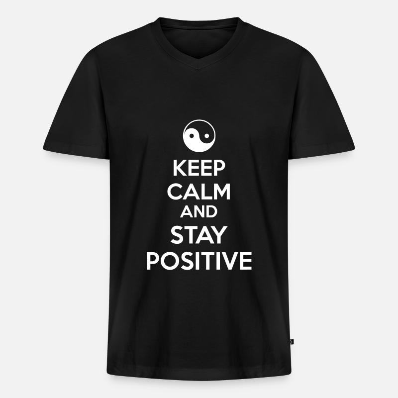 Keep Calm Ying Yang - Männer Premium Bio T-Shirt mit V-Ausschnitt - Schwarz