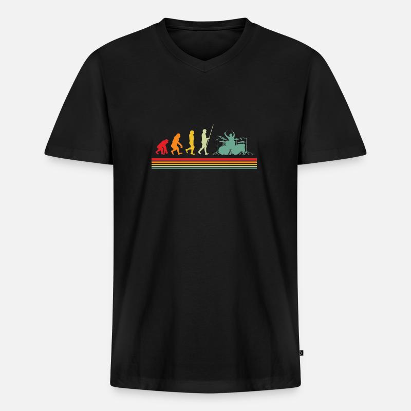 Drummer Evolution Drummer Retro Drums - Men's Premium Organic T-shirt with V-neck - black