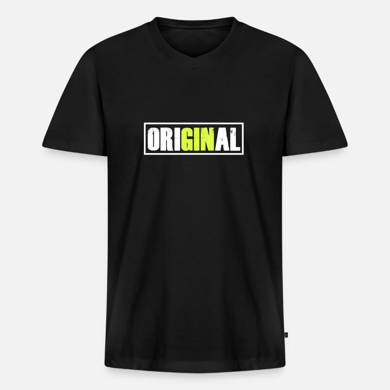 OriGINal GIN Liebhaber Gin - Männer Premium Bio T-Shirt mit V-Ausschnitt - Schwarz