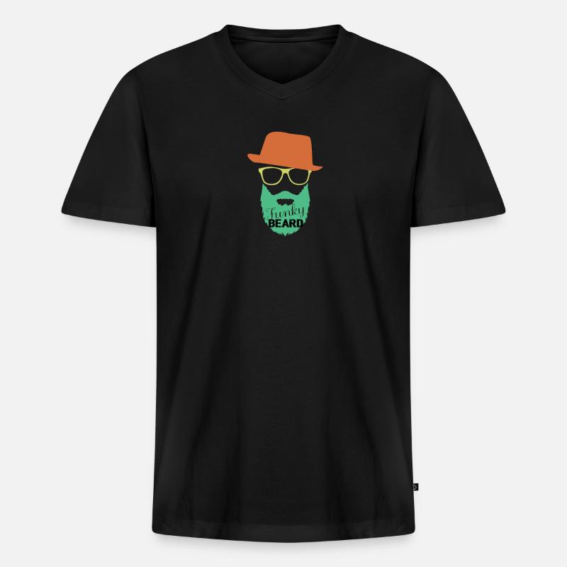Hipster Bart, Geschenk, Geschenkidee - Männer Premium Bio T-Shirt mit V-Ausschnitt - Schwarz
