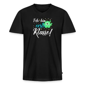 Ich bin erste Klasse - Einschulung, Erstklässler - Männer Premium Bio T-Shirt mit V-Ausschnitt - Schwarz - Vorne - Nico (187cm)