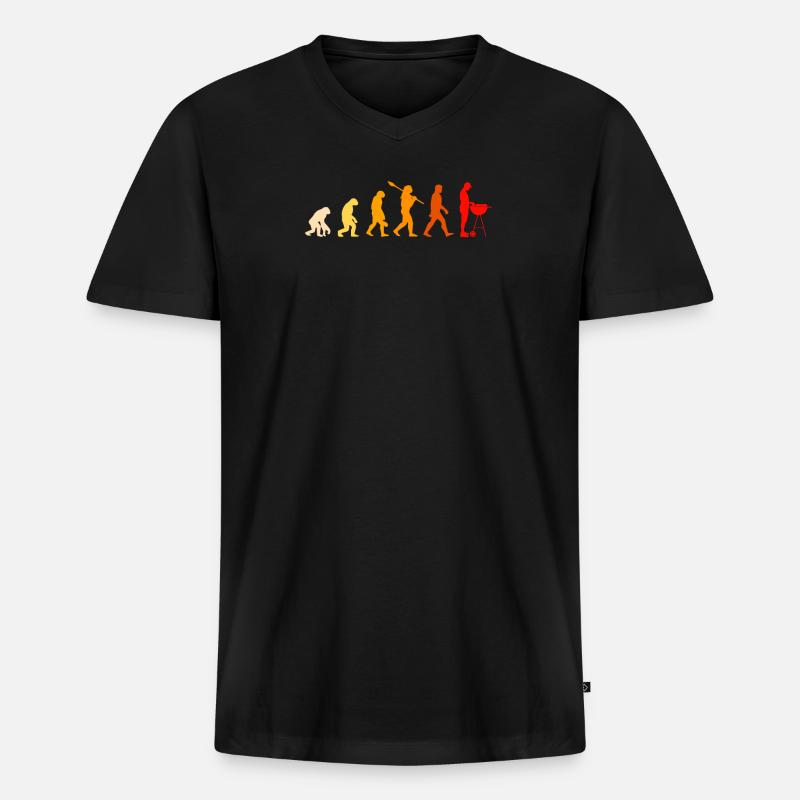 BBQ Evolution - Barbecue, grillen, Grill - Männer Premium Bio T-Shirt mit V-Ausschnitt - Schwarz