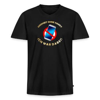 Kindheit ohne Handy ich war dabei - Männer Premium Bio T-Shirt mit V-Ausschnitt - Schwarz - Vorne - Nico (187cm)