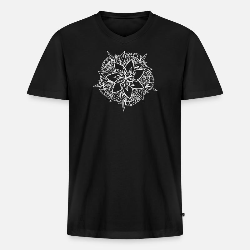 Siebenstern Mandala - Männer Premium Bio T-Shirt mit V-Ausschnitt - Schwarz