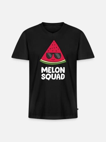 Watermelon - Melon Squad with sunglasses - Men's Premium Organic T-shirt with V-neck - black