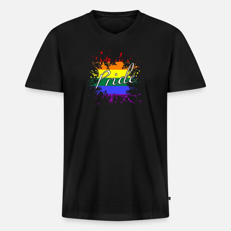 Pride LGBTQ - Männer Premium Bio T-Shirt mit V-Ausschnitt - Schwarz
