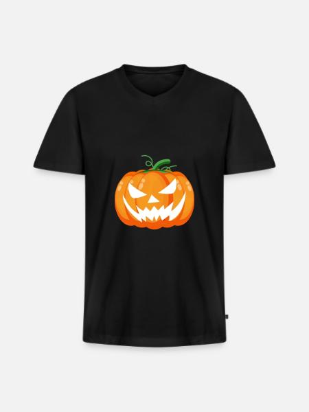 Citrouille d’Halloween - T-shirt encolure en V Premium bio Homme - noir