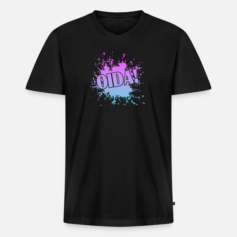 OIda - Männer Premium Bio T-Shirt mit V-Ausschnitt - Schwarz