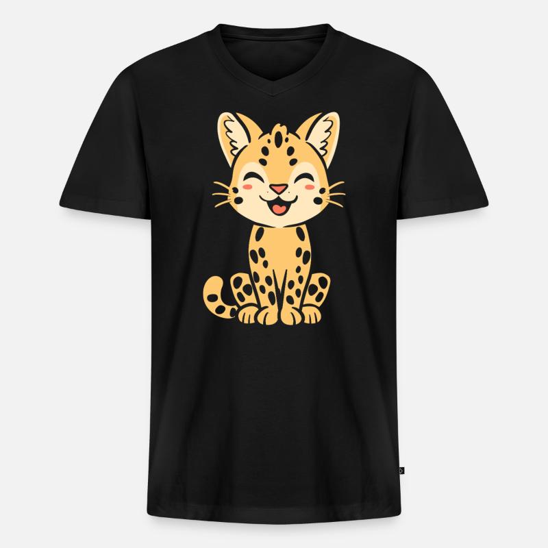 Serval - Männer Premium Bio T-Shirt mit V-Ausschnitt - Schwarz