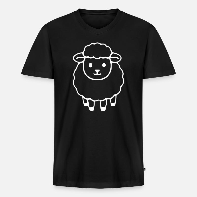 Schaf Schäfchen Lamm - Männer Premium Bio T-Shirt mit V-Ausschnitt - Schwarz