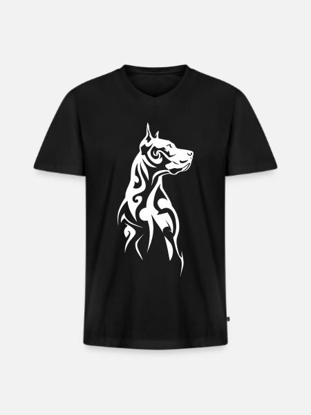 Tribal Dog Head - Men's Premium Organic T-shirt with V-neck - black