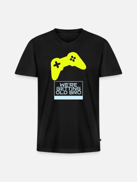 Gamer-Nostalgie: Wir werden älter - Männer Premium Bio T-Shirt mit V-Ausschnitt - Schwarz
