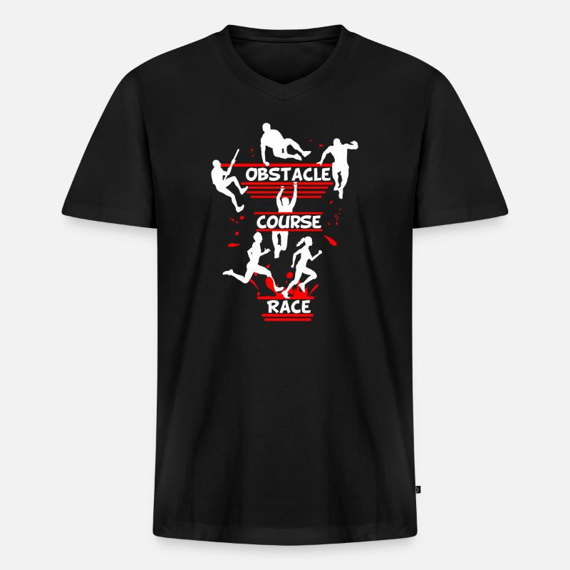 Hindernisparcours – Linien-Hindernisdesign - Männer Premium Bio T-Shirt mit V-Ausschnitt - Schwarz