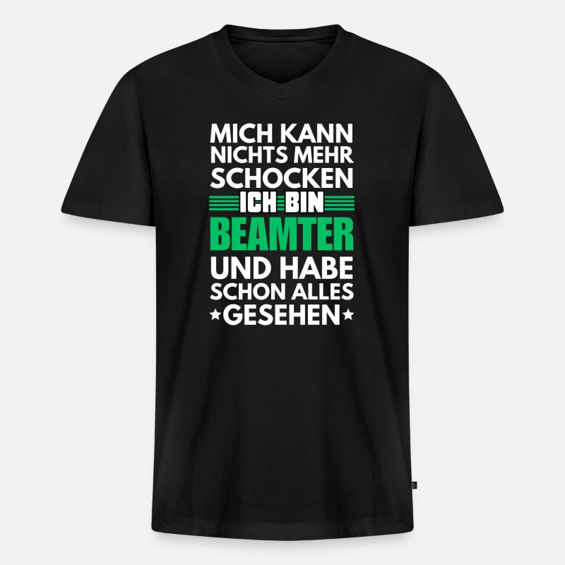 Nicht schockbarer Beamter - Männer Premium Bio T-Shirt mit V-Ausschnitt - Schwarz
