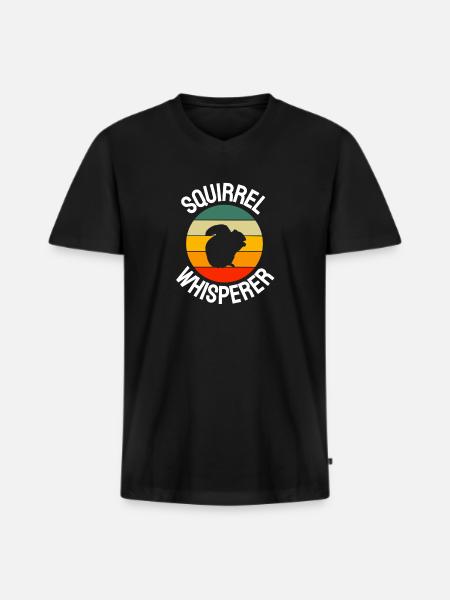 Eichhörnchen Flüsterer Waldtier Retro Eichhörnchen - Männer Premium Bio T-Shirt mit V-Ausschnitt - Schwarz