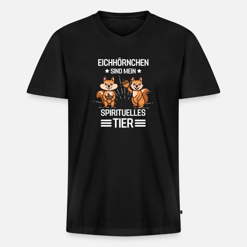 Waldbewohner Geschenk Lustiges Eichhörnchen - Männer Premium Bio T-Shirt mit V-Ausschnitt - Schwarz