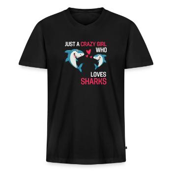 Sea Animal Predator Girl Gift Shark - Men's Premium Organic T-shirt with V-neck - black - Front - Nico (187cm)