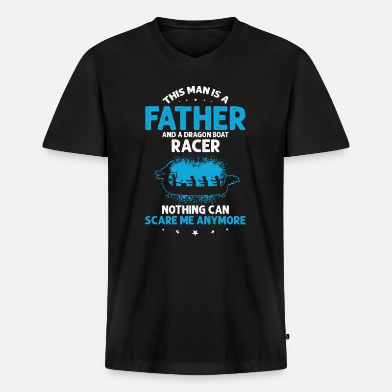 Drachenboot und Drachenboot Crew - Männer Premium Bio T-Shirt mit V-Ausschnitt - Schwarz