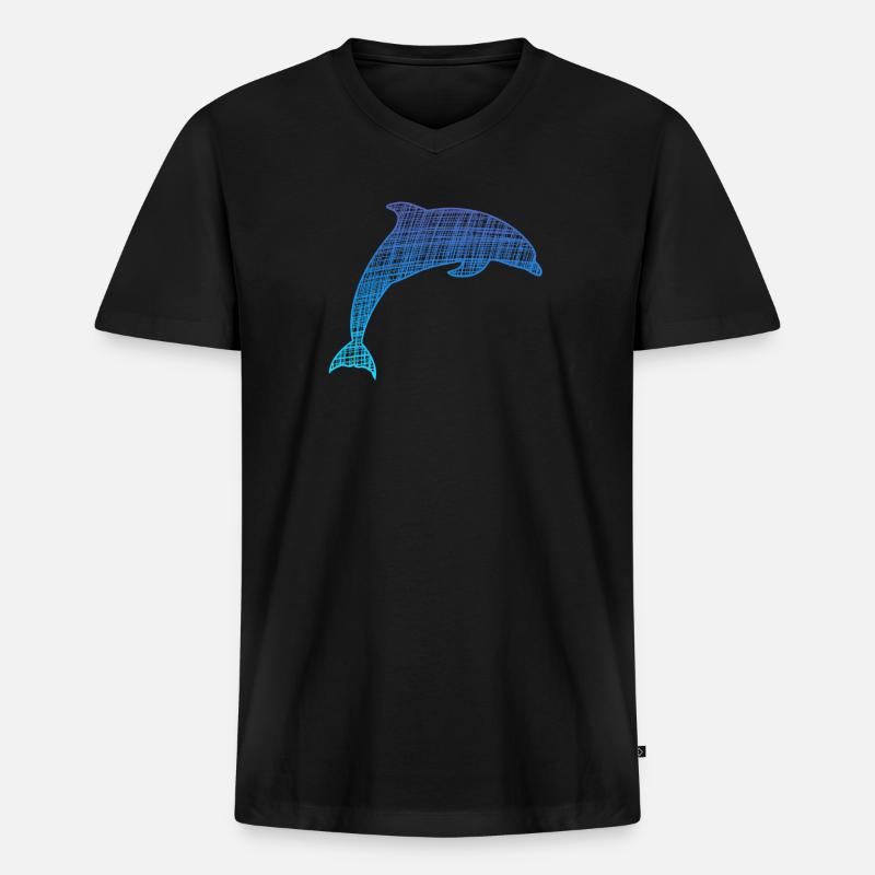 Delfin, Dolphin - Männer Premium Bio T-Shirt mit V-Ausschnitt - Schwarz