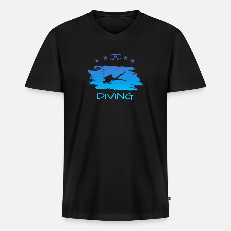 Tauchen - Männer Premium Bio T-Shirt mit V-Ausschnitt - Schwarz