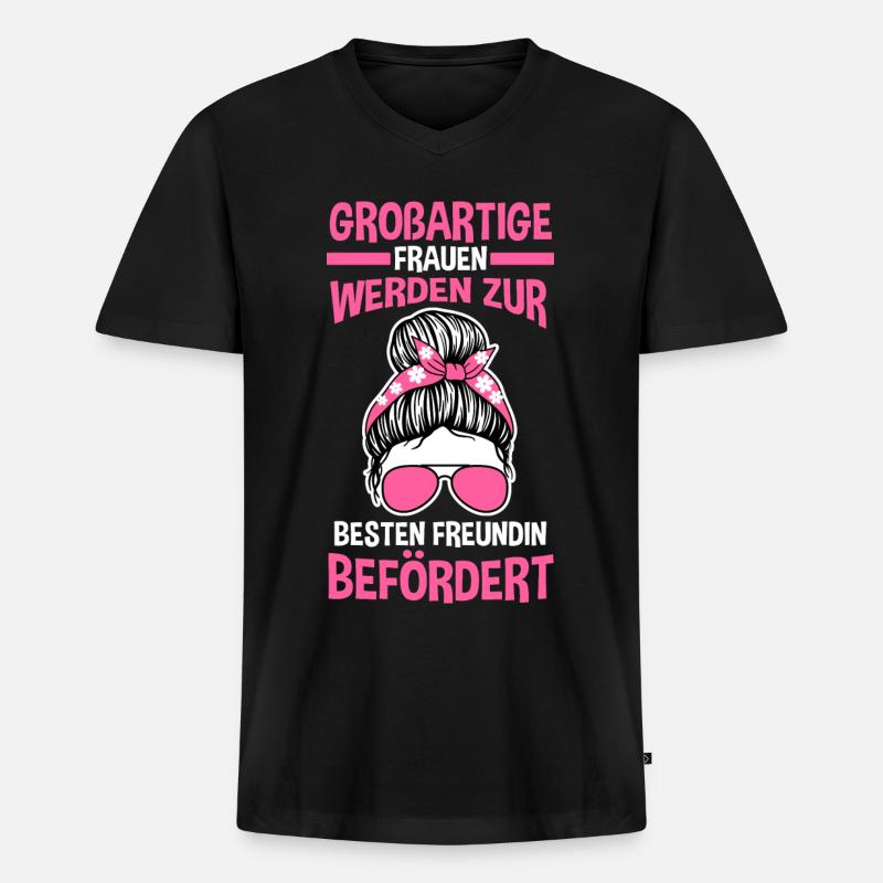 Beste Freundin - Männer Premium Bio T-Shirt mit V-Ausschnitt - Schwarz