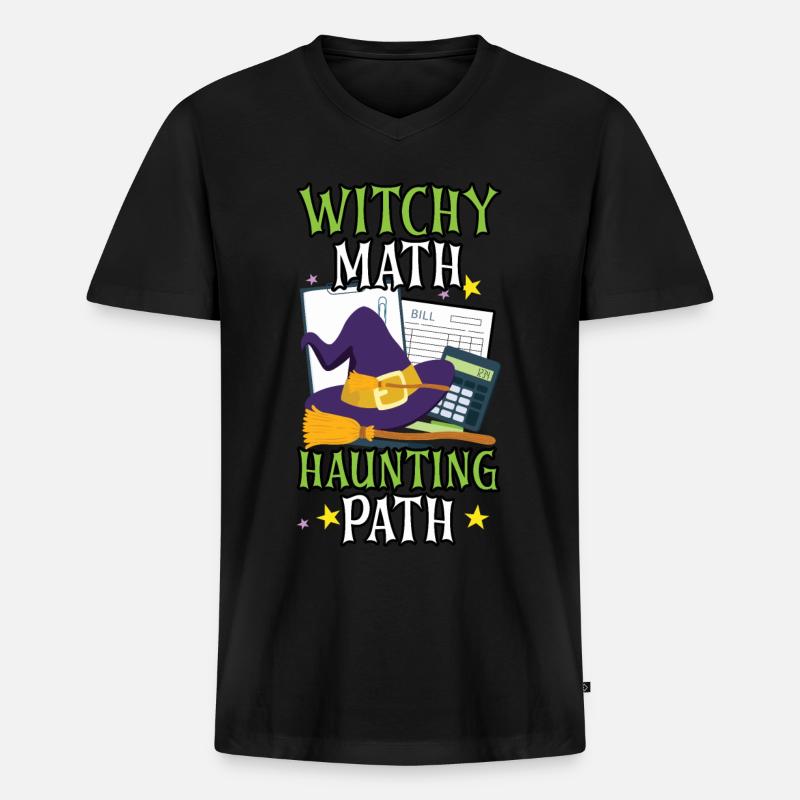 Hexenmathe Spukpfad Buchhalter Halloween - Männer Premium Bio T-Shirt mit V-Ausschnitt - Schwarz