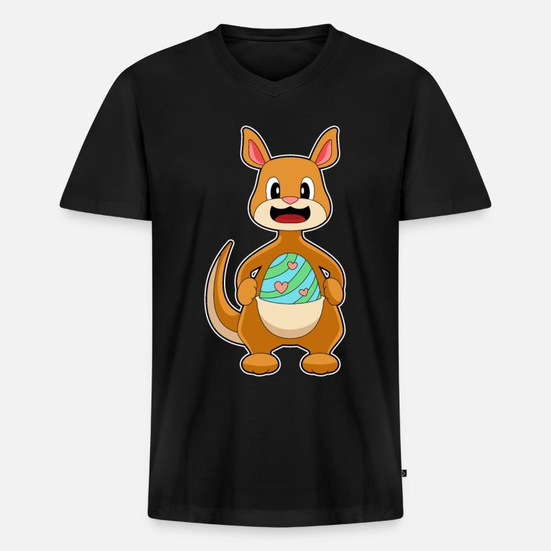 Kangaroo Easter Easter Egg - Men's Premium Organic T-shirt with V-neck - black