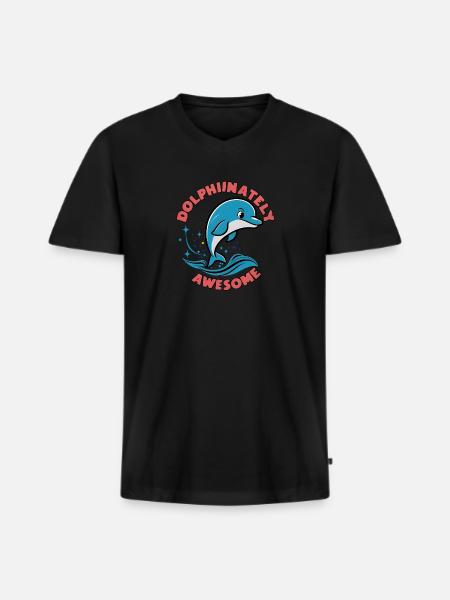 Cute Dolphin - Men's Premium Organic T-shirt with V-neck - black