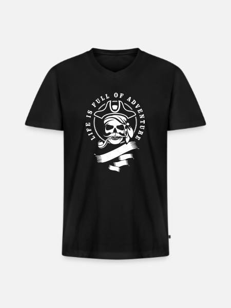 Abenteuer - Männer Premium Bio T-Shirt mit V-Ausschnitt - Schwarz