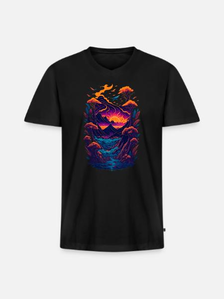 Fantastic landscape illustration - Men's Premium Organic T-shirt with V-neck - black