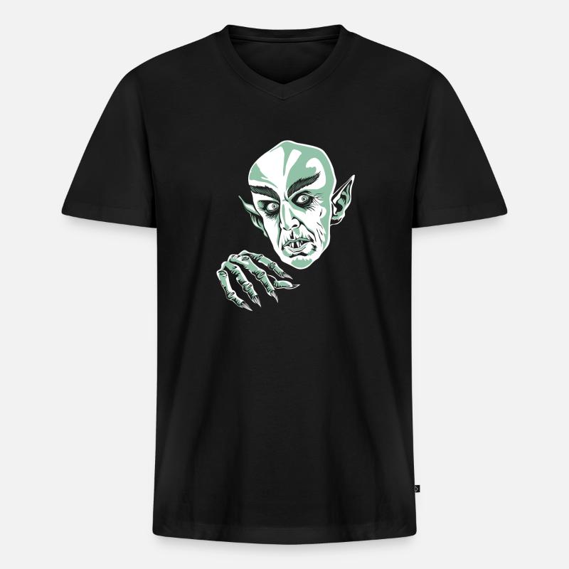 NOSFERATU - Männer Premium Bio T-Shirt mit V-Ausschnitt - Schwarz