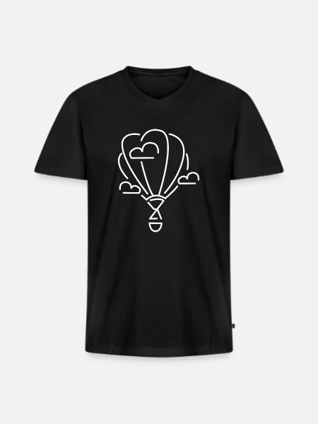 Montgolfière Nuages Vol - T-shirt encolure en V Premium bio Homme - noir