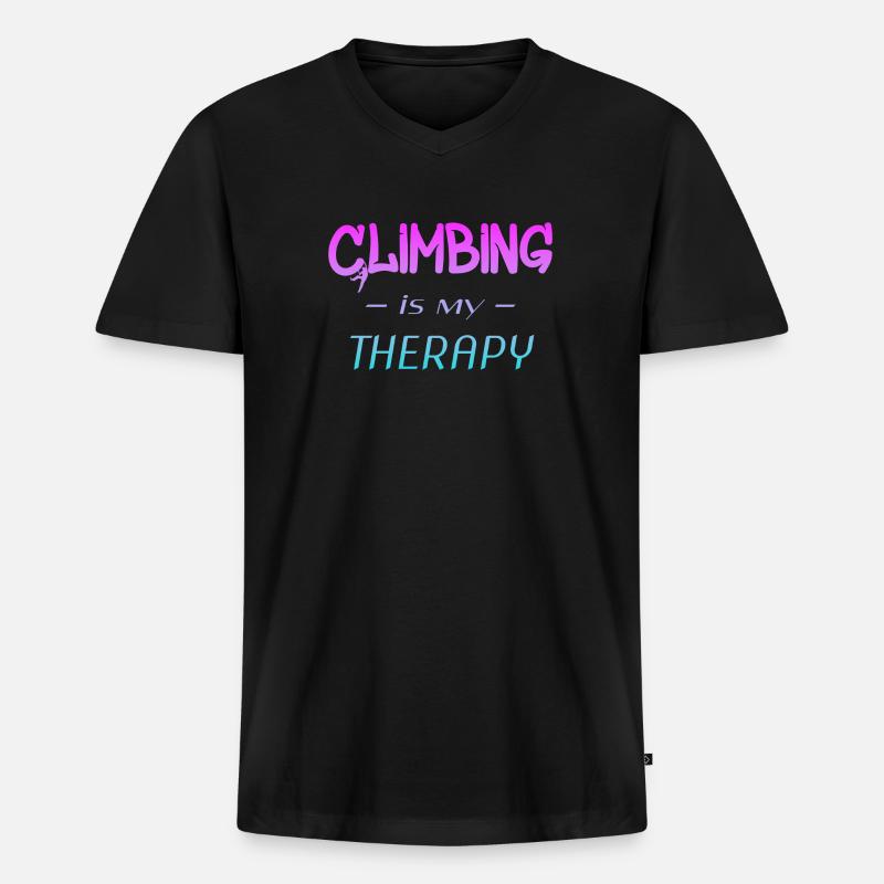 Climbing - Männer Premium Bio T-Shirt mit V-Ausschnitt - Schwarz