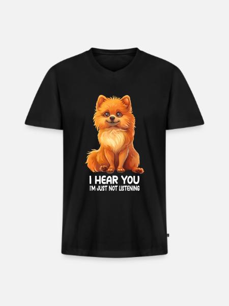 Dwarf spitz - Men's Premium Organic T-shirt with V-neck - black