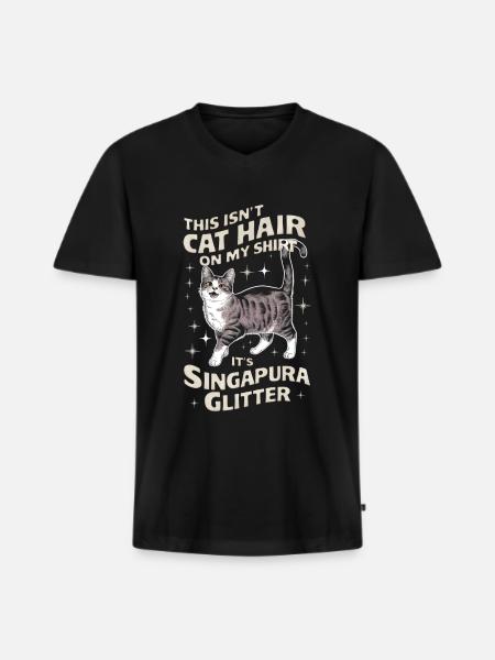 Katze Singapura Geschenk - Männer Premium Bio T-Shirt mit V-Ausschnitt - Schwarz