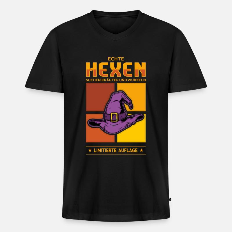 Hexen - Männer Premium Bio T-Shirt mit V-Ausschnitt - Schwarz
