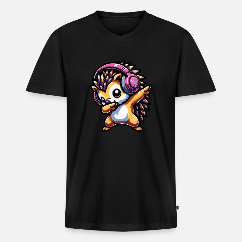 Dabbing Hérisson - T-shirt encolure en V Premium bio Homme - noir