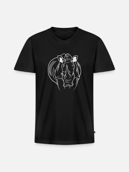 rhino - Men's Premium Organic T-shirt with V-neck - black
