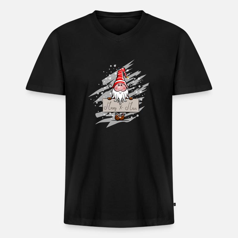 Weihnachtsmann Wichtel 1 - Männer Premium Bio T-Shirt mit V-Ausschnitt - Schwarz
